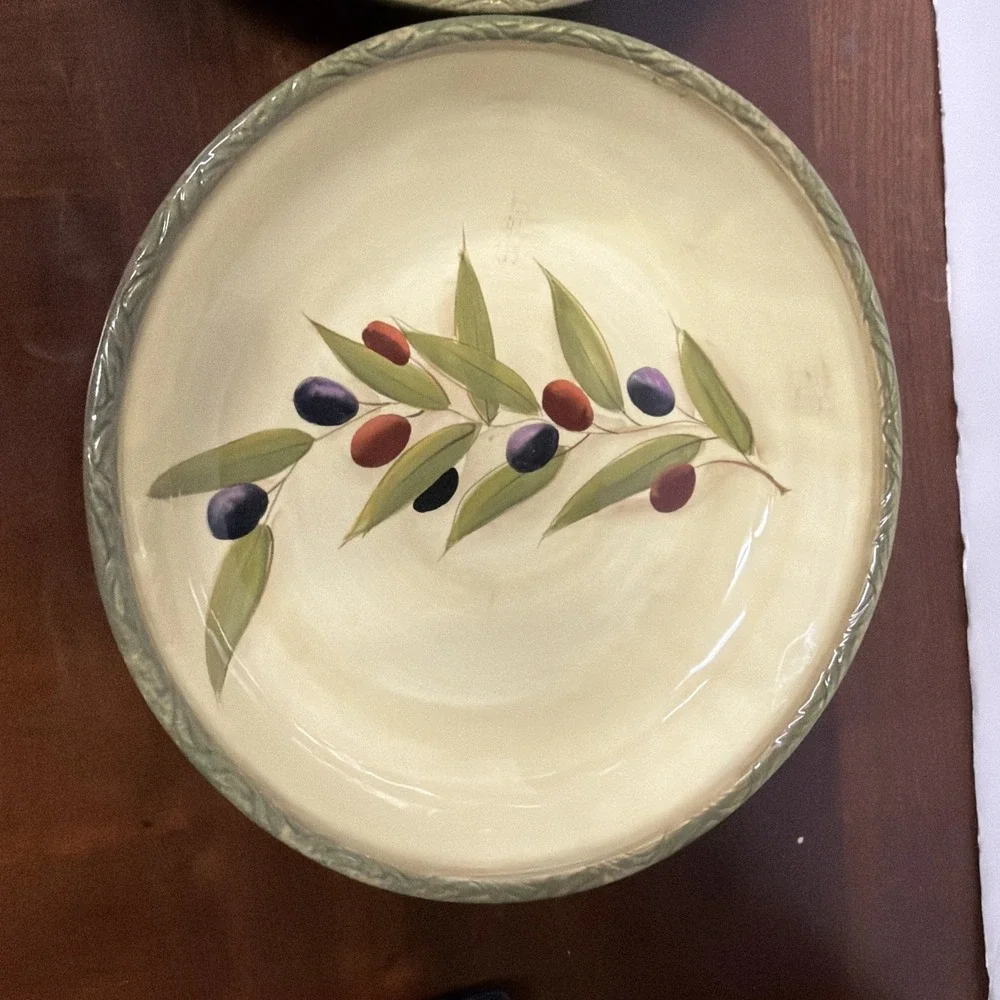 Clay Art Antique Olive Pasta Bowl Set Of 2 - Picture 9 of 10